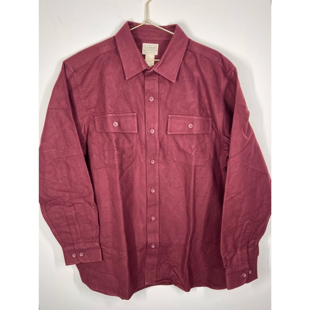 NWT L.L. Bean Chamois Button Up Shirt Traditional Fit Deep Wine Large